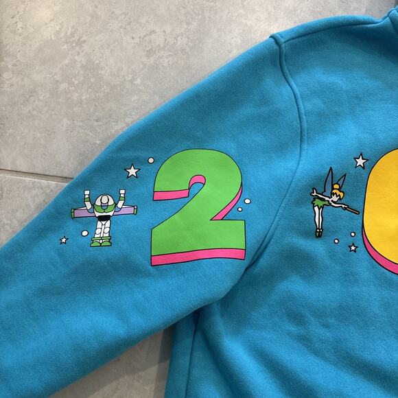 2024 Walt Disney World Figment Tinkerbell Blue Zip Up Hoodie Sweatshirt Size L - Picture 3 of 10